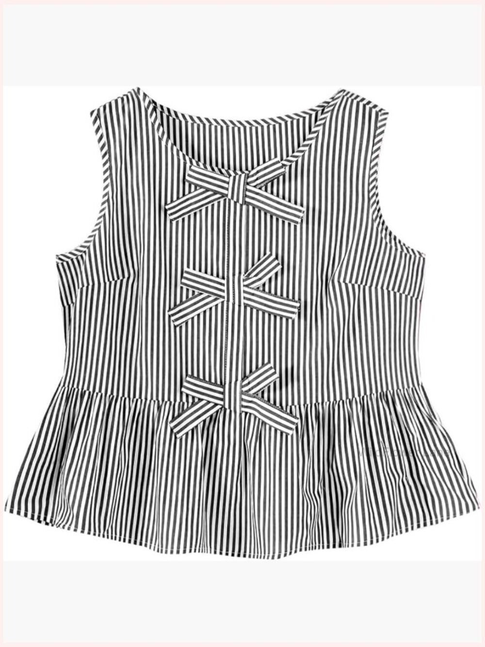 Peplum Tank Top Sleeveless Striped Bow Knot Babydoll Blouse Summer Top